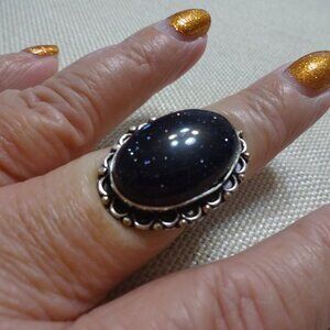 Sparkling BLUE SUNSTONE Handmade Sterling 925 Ring Size 9.75 #656C